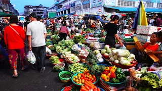 Amazing Cambodian food markets, massive supplies of meat, fish, fruits & vegetables