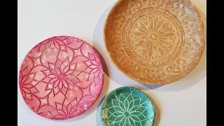 DIY plates using paper clay and That´s Crafty! stencils and paints