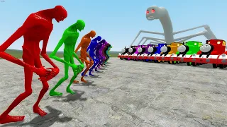 SCP-096 THE SHY GUY ALL COLORS VS THOMAS THE TRAIN ALL COLORS!! Garry's Mod