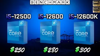 Intel i5 12500 vs i5 12600 vs i5 12600K // Benchmark // Test in 7 Games