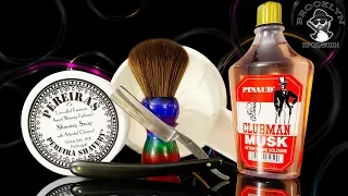 💈 Straight Razor: Pereira Shavery soap and bowl, George Wostenholm, Sheffield, Clubman Pinaud Musk