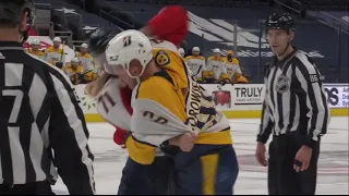 Mark Borowiecki VS Nick Foligno Fight Nashville Predators at Colombus Blue Jackets