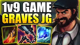 HOW TO PLAY GRAVES JUNGLE IN A 1v9 GAME SITUATION! - Best Build/Runes Guide - League of Legends
