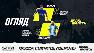 Обзор матча | AURORA TEAM 6 : 2 DEVELOPEX |SFCK |PARIMATCH| STREET FOOTBALL CHALLENGE KYIV