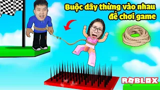 Buộc dây thừng vào người nhau cùng vượt thử thách, bqThanh Giận Ốc Vì Chơi Quá Gà Trong Roblox