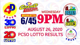 Lotto Result August 26 2020 (Wednesday), 6/55, 6/45 | PCSO lotterry draw