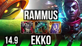 RAMMUS vs EKKO (JGL) | Rank 4 Rammus, 34k DMG, 1000+ games, 12/5/21 | NA Grandmaster | 14.9