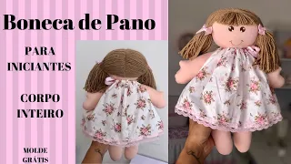 Como fazer boneca de pano para iniciantes corpo inteiro molde gratuito