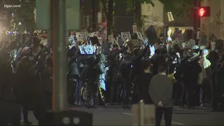 Protesters march to Pioneer Square; others gather outside Justice Center