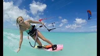 Extreme Kitesurfing Jumps in Tahiti island