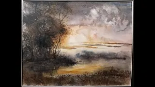 Watercolor Landscape Tutorial 106: Triad exploration Quin gold, Indigo, Brown Madder