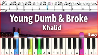 Young Dumb Broke Very EASY Piano Tutorial Khalid