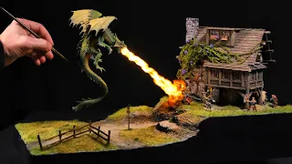 Defend the Tavern! | Realistic Dragon Attack Diorama