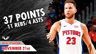 Blake Griffin   2018 11 21   Pistons vs Rockets   37 Points, 11 Rebs