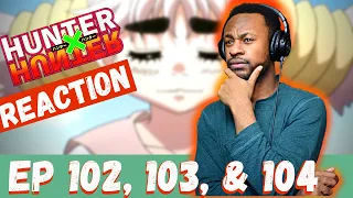 A True Master!? HUNTER X HUNTER REACTION EP 102-104 | & Morel vs Cheetu?!