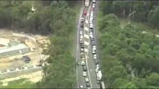 Fallen logs jam F3 Freeway