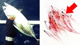 Amazing Traditional Fishing | How to Catch Skipjack Tuna using Multiple DIY Fishing Cloth Lures