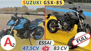 Essai Suzuki GSX-8S: Le test en A2 et Full