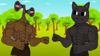 MUSCLE CARTOON CAT VS MUSCLE SIREN HEAD! (Horror Cartoon Animation)