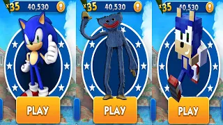 Sonic Dash vs Poppy Playtime Run vs Hedgehog Craft Runner - Movie Super Sonic Walkthrough