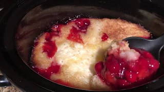 Crock Pot Cherry Cobbler - Easy 3 Ingredient Dessert