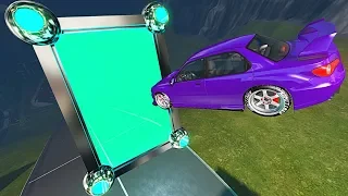 BeamNG.drive - Cars Jumping  Through Gravity Portal