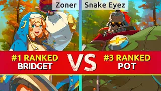 GGST ▰ Kshuewhatdamoo | Zoner (#1 Ranked Bridget) vs Snake Eyez (#3 Ranked Potemkin). High Level