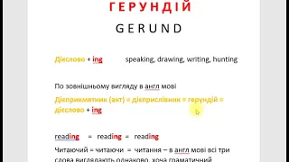 Герундій в англійській мові.  Gerund in the English language.