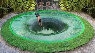 I Build Underground House Water Slide To Tunnel Underground Swimming Pools For hiding - Black Hole
