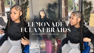 LEMONADE FULANI BRAIDS😍🔥!!  | Watch me work + vibe with me