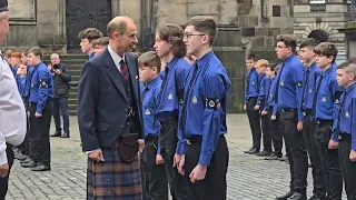 Prince Edward inspects the Boys' Brigade Guard of Honour at St Giles' Cathedral #kilts #boysbrigade