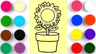 Sand coloring and drawing sunflower