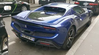 blue Ferrari 296 gtb in Paris france