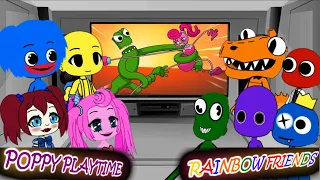 Rainbow Friends 🌈 and Poppy Playtime react to Rainbow Friends vs Poppy Playtime |Gacha Club|