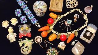 RARE BAKELITE, DIAMONDS, VINTAGE COSTUME, RHINESTONES CHAT - FANCY SHOW & TELL #jewelry #collection