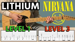 Learn Lithium by Nirvana in 3 Levels - Guitar Tab - Easy to Hard