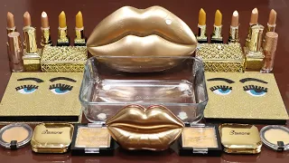 Mixing"GoldLips" Eyeshadow and Makeup,parts,glitter Into Slime!Satisfying Slime Video!★ASMR★