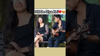 Dill De Diya Hai👀❤️ Singing Prank On Cute Girl #shorts #singing #funnyshorts #trending #shortsfeed