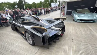 Pagani Huayra R Start-up and drive | Goodwood Festival of Speed 2022