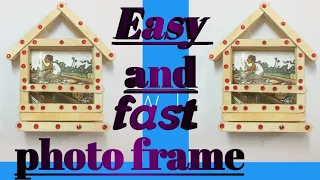 Popsicle sticks photo frame/ Ice cream sticks room decor craft ideas