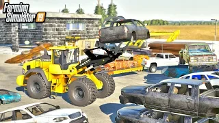 SCRAP YARD! SCRAPPING (4) RUSTY OLD CARS FOR A CUSTOMER | FARMING SIMULATOR 2019