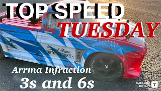 Arrma Infraction speed test 3s and 6s #arrma #rccar #rcvlog