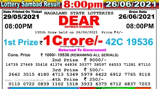 Lottery Sambad Result 8:00pm 26/06/2021 #lotterysambad #Nagalandlotterysambad #dearlotteryresult