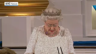Queen Elizabeth II makes a speech at Dublin Castle in 2011