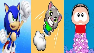 Talking Tom Farts vs Doodle Jump SpongeBob SquarePants vs Mônica Up Toy Gameplay