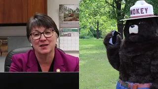 Smokey Bear Gives Camping Advice to Secretary Ring