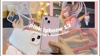 iphone 13 pink 128 gb (dual sim) unboxing + accessories + cute wallpaper💖 || aesthetic ✨