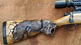 Hand carved Gun Stock from Taring Carving Indonesia