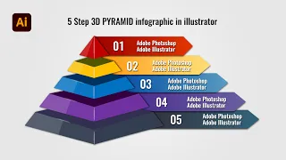 How To Create 5 Step 3D PYRAMID Infographic In Illustrator-Illustrator Tutorials [HD]