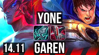 YONE vs GAREN (TOP) | 65% winrate, 8/1/2, Godlike | EUW Challenger | 14.11